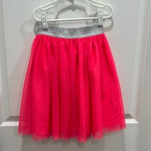Gap Kids soft tulle skirt in hot pink with elastic silver waistband and sparkles
